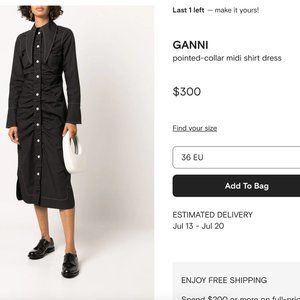 GANNI pointed-collar midi shirt dress